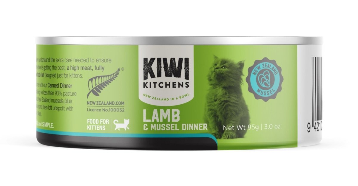 View of Kiwi Kitchens Lamb & Mussel Dinner Canned Wet Kitten Food - 170g