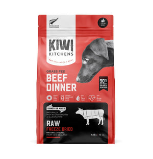 Kiwi Kitchens Raw Freeze Dried Grass Fed Beef Dinner Dry Dog Food - 425g - Shopivet.com