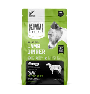 Kiwi Kitchens Raw Freeze Dried Grass Fed Lamb Dinner Dry Dog Food - 425g - Shopivet.com