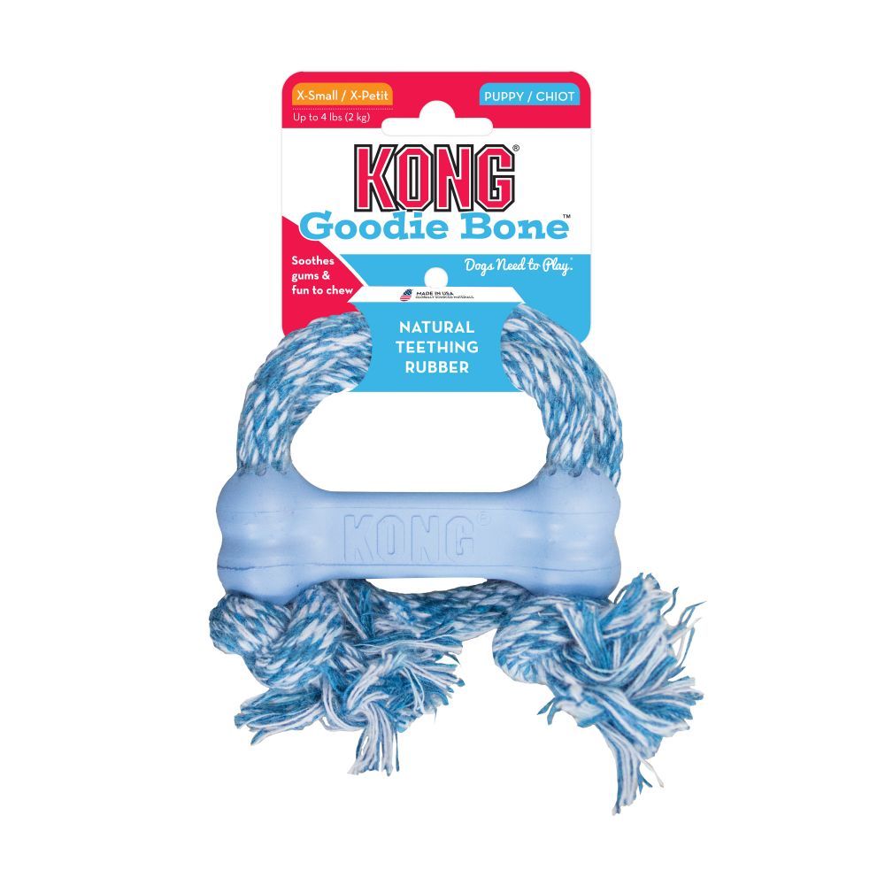 Kong Goodie Bone with Rope Puppy Toy - X - SMALL - Shopivet.com
