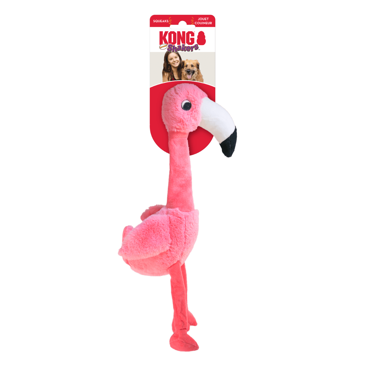 Kong Shakers Honkers Flamingo Plush Squeaker Dog Toy - Large - Shopivet.com