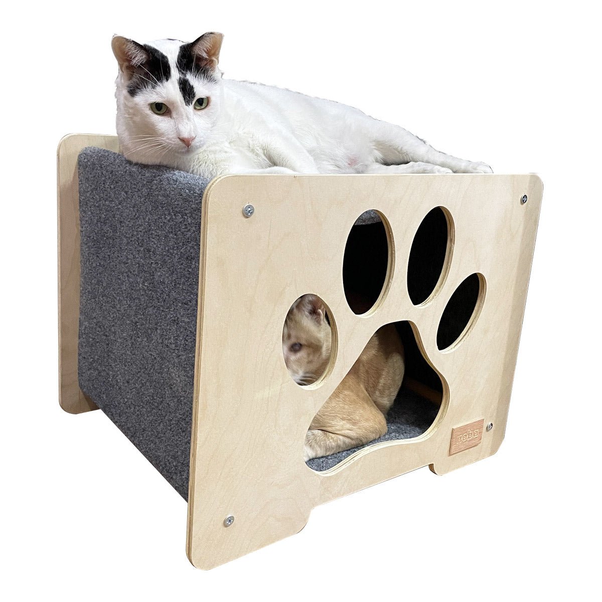 Noba Origin Hut Hideout Paw Print - grey - Shopivet.com