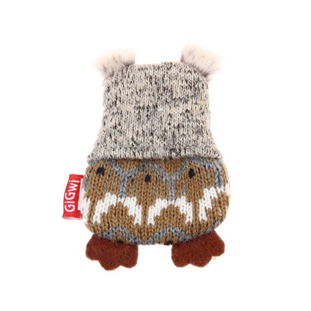 Owl “Plush Friendz” Grey/Brown with refillable squeaker - Shopivet.com