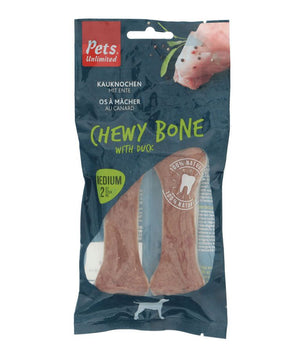 Pets Unlimited Chewy Bone with Duck Medium Dog Treats 2pcs - Shopivet.com