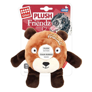 Plush Friendz Bear with Foam Rubber Ring and Squeaker Medium - Shopivet.com