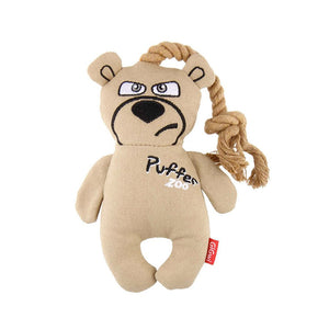 Puffer Zoo Bear Canvas Fabric with Rope Handle Dog Toy - Shopivet.com