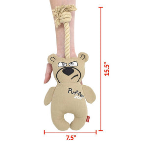Puffer Zoo Bear Canvas Fabric with Rope Handle Dog Toy - Shopivet.com