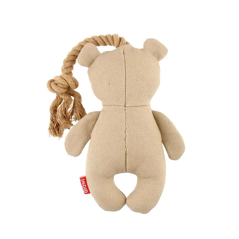 Puffer Zoo Bear Canvas Fabric with Rope Handle Dog Toy - Shopivet.com