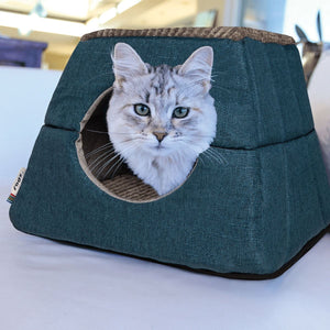 Rogz Oslo Igloo Pod Cat Bed - PETROL MEDIUM - Shopivet.com