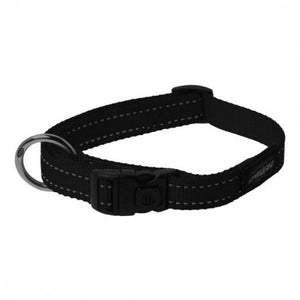Rogz Utility Reflective Stitching Dog Collar - BLACK Medium - Shopivet.com
