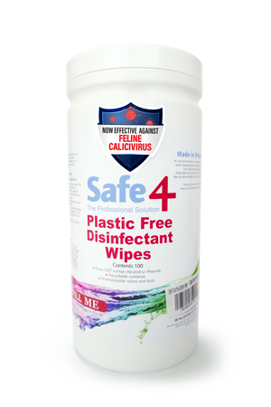 Safe4 Plastic Free Disinfectant Wipes 1:10 Dilution, Enhanced Formula, 100 wipes