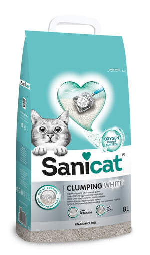 Sanicat Clumping White Unscented 8 L