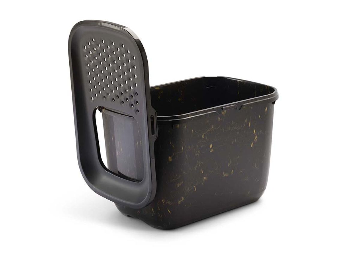 Savic Hop In Top - Enter Cat Litter Tray Marble - Black/Gold - Shopivet.com