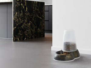 Savic Loop Pet Food Store Dispenser Marble - Black/Gold 1.5l - Shopivet.com