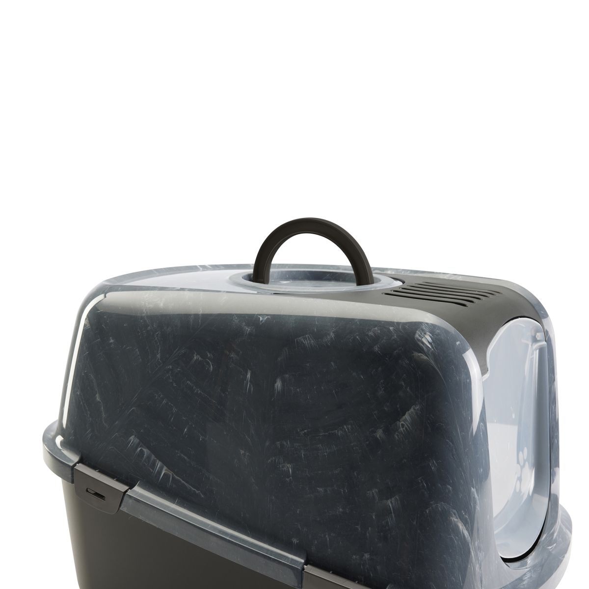 Savic Nestor Toilet Home Cat Litter Box Jumbo Marble - Anthracite White/Black - Shopivet.com