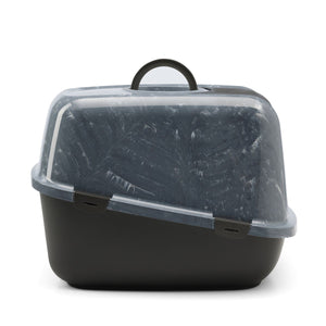 Savic Nestor Toilet Home Cat Litter Box Jumbo Marble - Anthracite White/Black - Shopivet.com