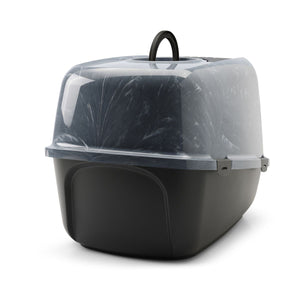 Savic Nestor Toilet Home Cat Litter Box Jumbo Marble - Anthracite White/Black - Shopivet.com
