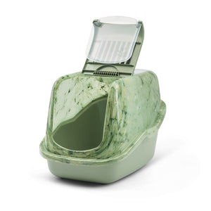 Savic Nestor Toilet Home Cat Litter Box Marble - Amazon Green/Botanical Green - Shopivet.com