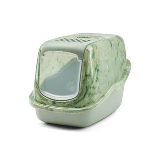Savic Nestor Toilet Home Cat Litter Box Marble - Amazon Green/Botanical Green - Shopivet.com