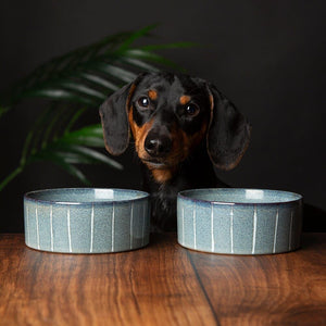 Scruffs Reactive Glaze Dog Bowl - Pinstripe Graphite 15cm - Shopivet.com