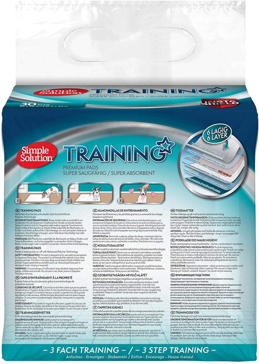 Simple Solution Premium Dog and Puppy Training Pads (Pack of 30) - Shopivet.com