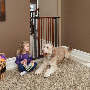 Steel Pet Gate with Decorative Wood Door - 29" - Shopivet.com