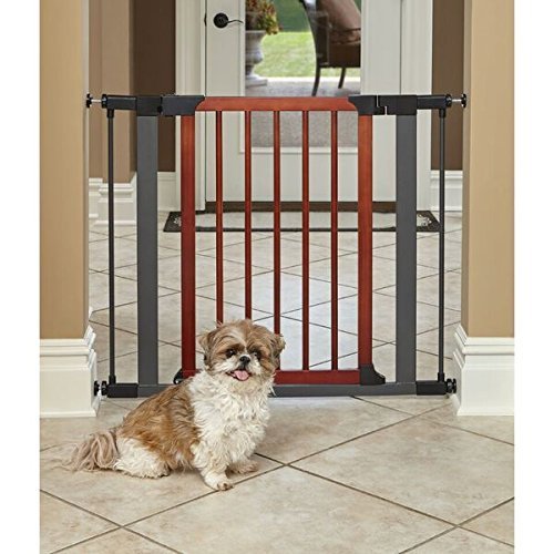 Steel Pet Gate with Decorative Wood Door - 39" - Shopivet.com