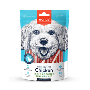 Wanpy Chicken Jerky & Codfish Sandwiches 100g - Shopivet.com