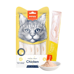 Wanpy Creamy Lickable Cat Treats – Chicken (14gx5) - 1Box 12pcs - Shopivet.com
