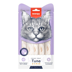 Wanpy Creamy Lickable Cat Treats – Tuna & Crab (14gx5) – 1Box 12pcs - Shopivet.com
