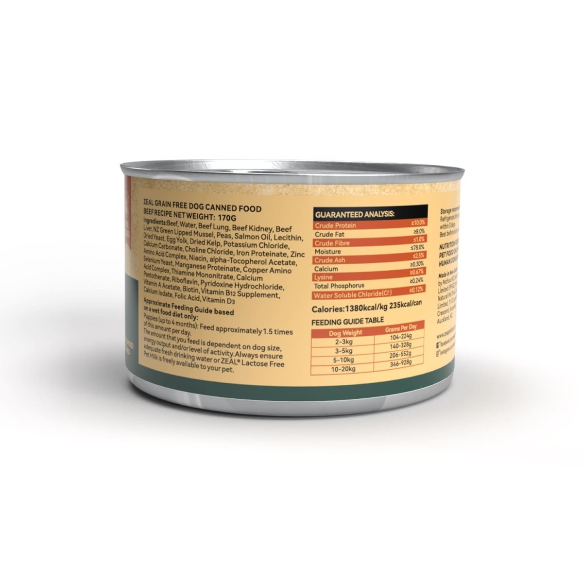Zeal Grain Free Canned Dog Food 170g – (Beef Recipe) - Shopivet.com