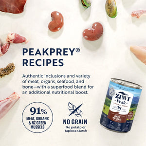 ZIWI Peak Beef Recipe Wet Dog Food - 390G - Shopivet.com
