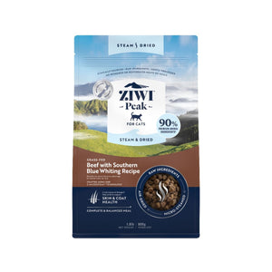 ZIWI Peak Steam & Dried Grass - Fed Beef with Southern Blue Whiting Recipe Dry Cat Food - 800g - Shopivet.com