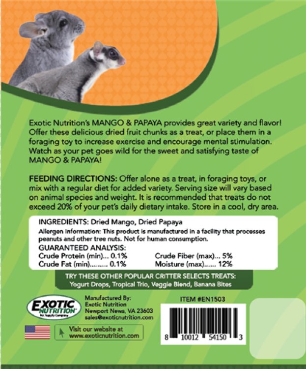 Critter Select's Mango & Papaya Treat 4.5oz (128g) - Shopivet.com