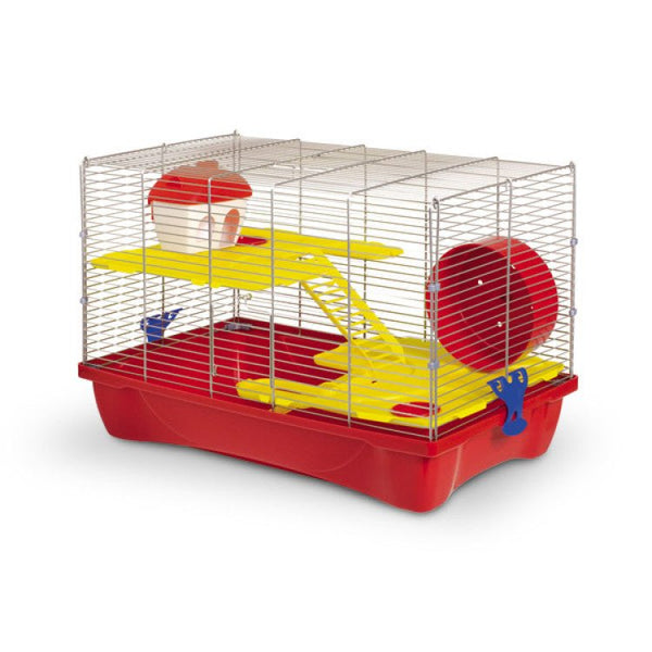H10 Hamster Cage - 58 x 32 x 26 cm/3 cages/Yellow & Red - Shopivet.com