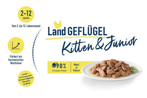 Happy Cat MIS Kitten & Junior Farm Poultry 85 gm sachet - Shopivet.com