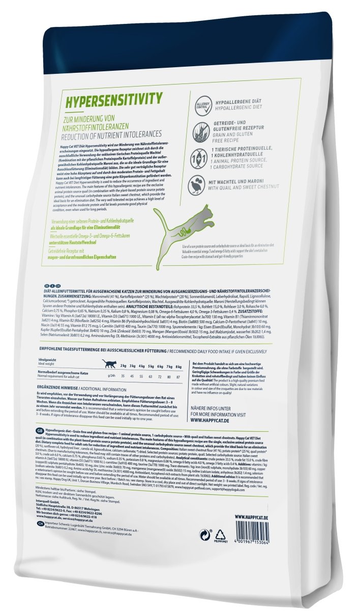 Happy Cat Vet Diet Hypersensitivity 1kg - Shopivet.com