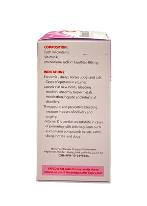 Vitamin K3 10% Vapco 100ml - Shopivet.com