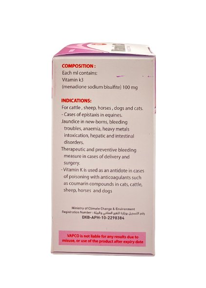 Vitamin K3 10% Vapco 100ml - Shopivet.com