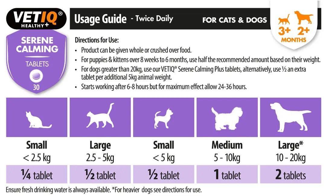 VETIQ Serene Calming for Cats & Dogs 30 Tablets -