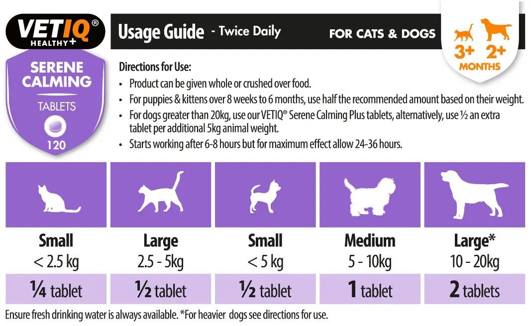VETIQ Serene Calming for Cats & Dogs 120 Tablets -