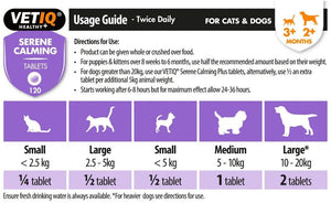 VETIQ Serene Calming for Cats & Dogs 120 Tablets -