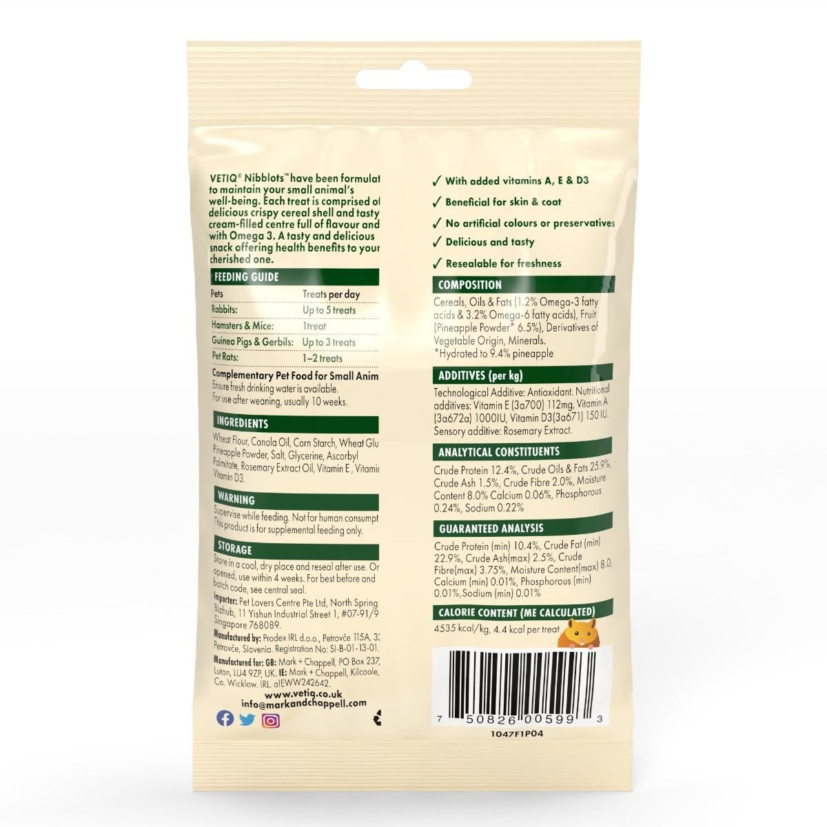 VETIQ Nibblots Tropical Small Animal Treats 30g - 30g