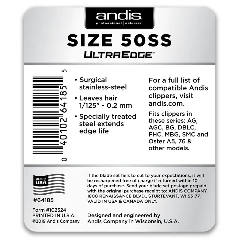 Andis UltraEdge® Detachable Blade[Blade Size - 50ss / 0.2mm]