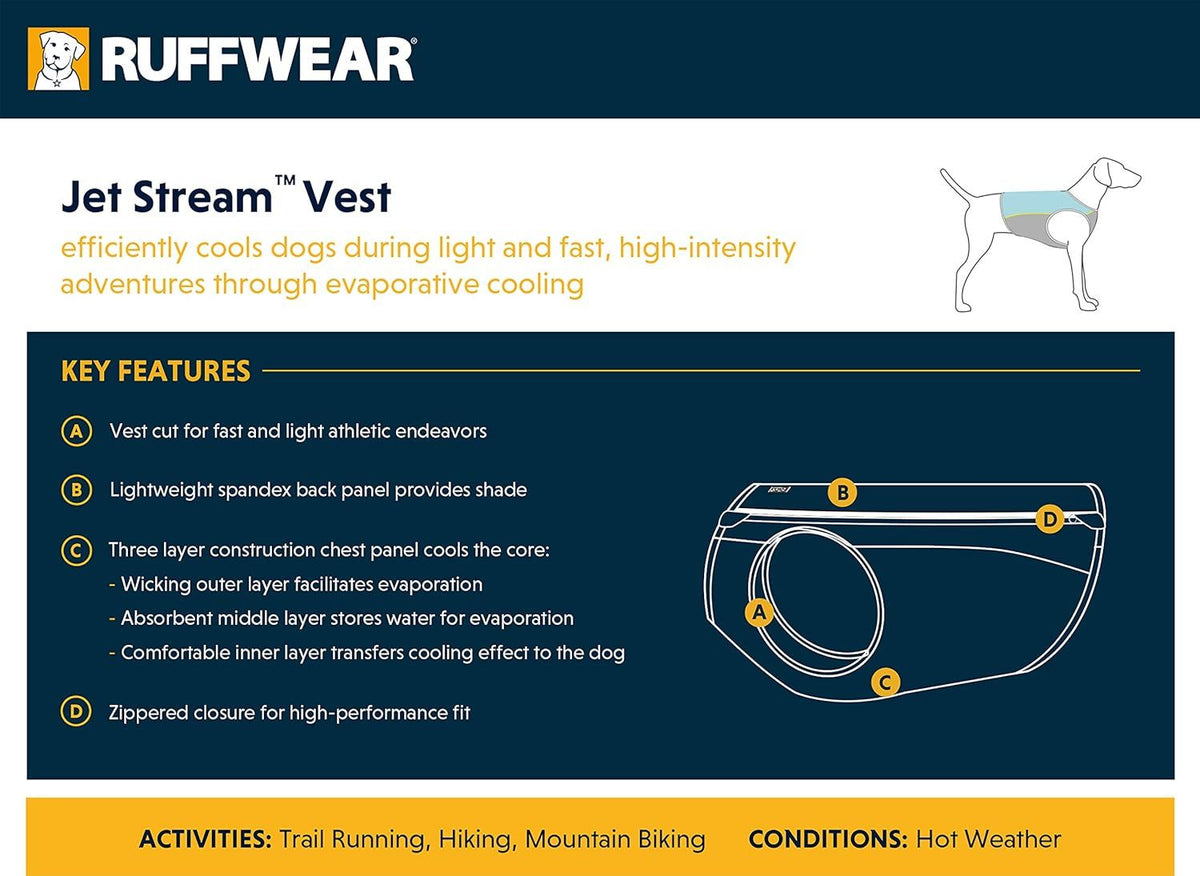 Ruffwear Jet Stream Dog Cooling Vest - Blue X-SMALL