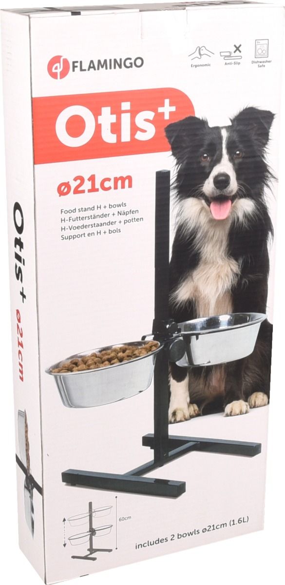 Flamingo Otis H-Stand with Dishes Duo Dog Bowl - 2.5L