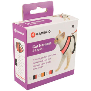Flamingo Harms Cat Harness & Leash Orange & Black - ORANGE Medium