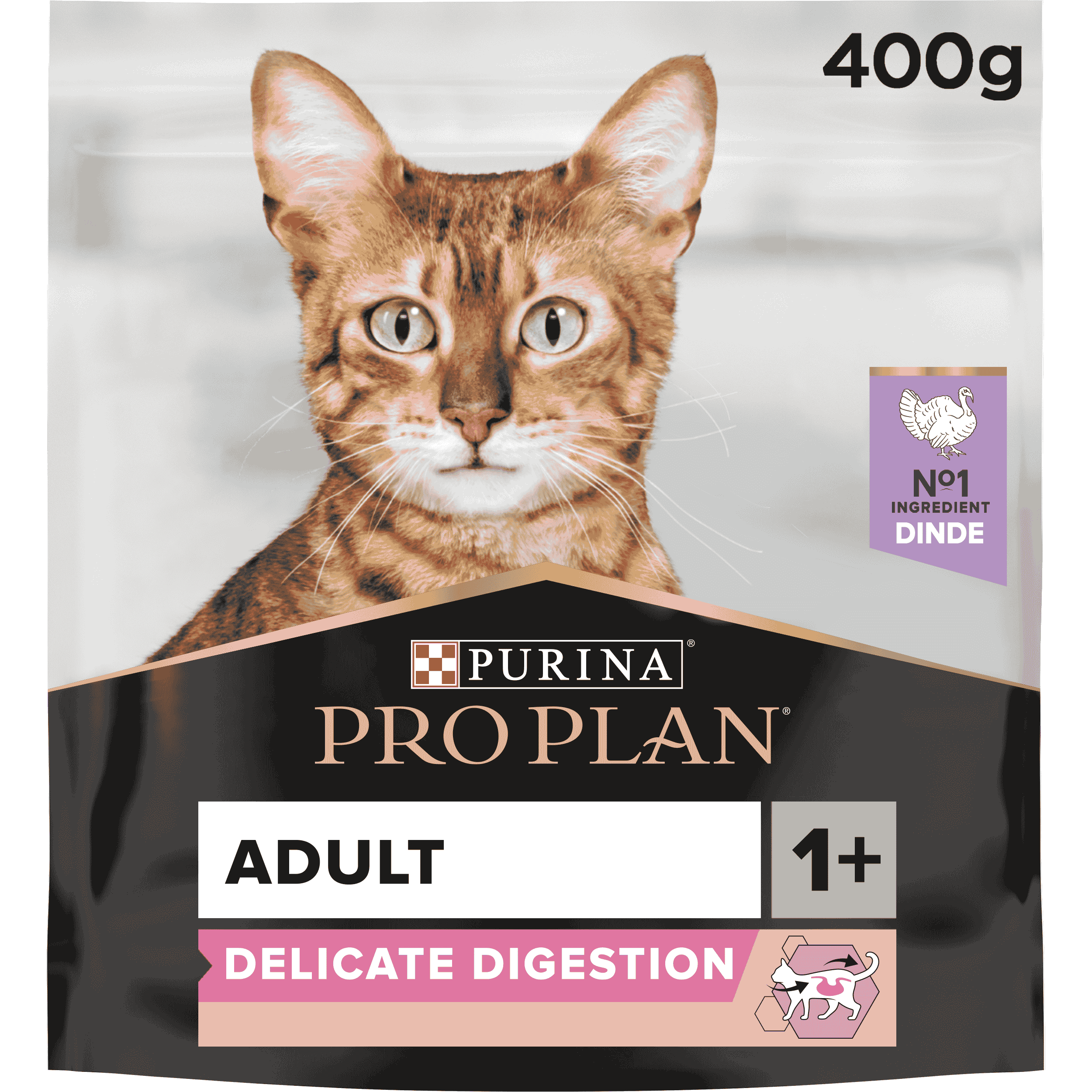 PRO PLAN ADULT DELICATE DIGESTION, DRY CAT FOOD WITH TURKEY, 400 G