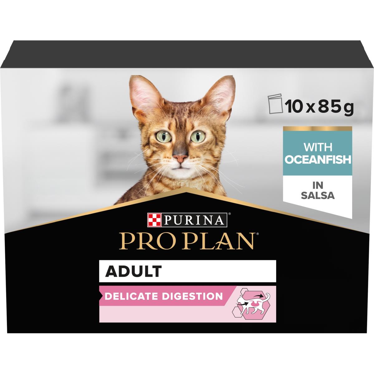 PRO PLAN DELICATE WET CAT FOOD, OCEANFISH IN GRAVY, MULTIPACK, 10 X 85G
