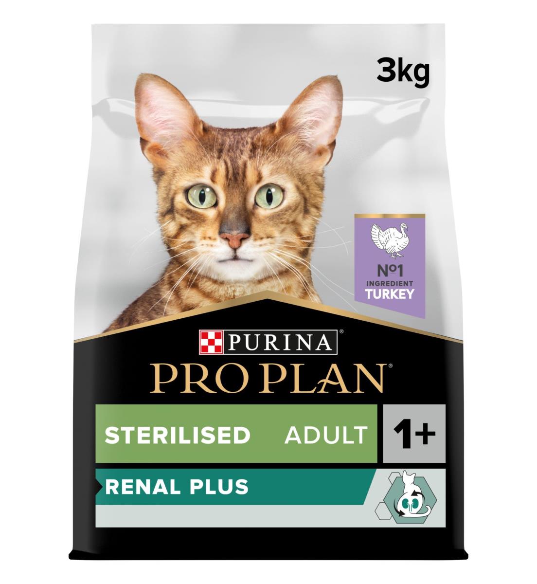 PRO PLAN STERILISED ADULT RENAL PLUS DRY CAT FOOD WITH TURKEY, 3 KG